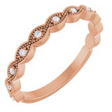 14K Gold Round Natural Diamond Anniversary Band – .07 CTW (Style 124216) - Rose Gold
