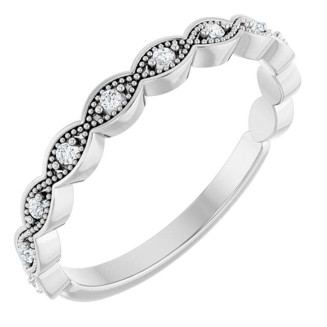 14K Gold Round Natural Diamond Anniversary Band – .07 CTW (Style 124216) - White Gold