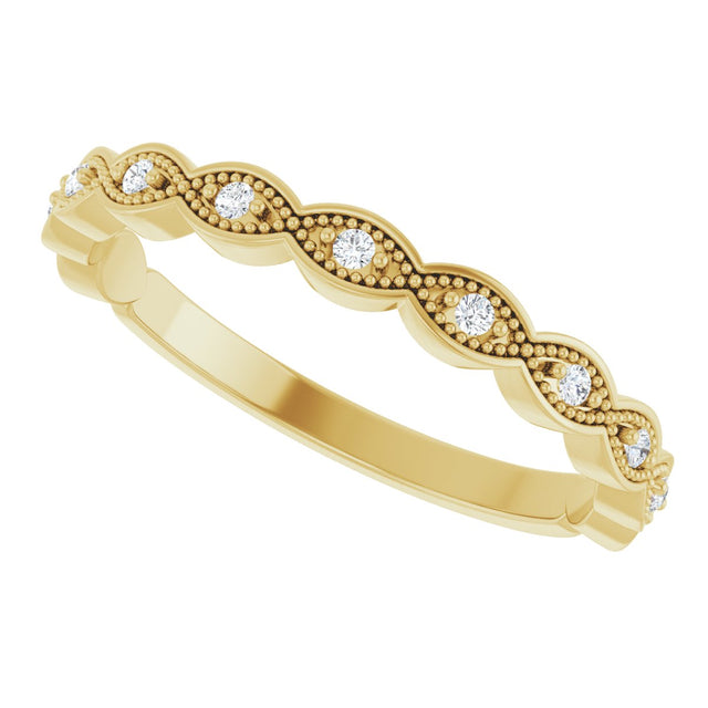 14K Gold Round Natural Diamond Anniversary Band – .07 CTW (Style 124216) - Yellow Gold - view 5