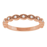 14K Gold Round Natural Diamond Anniversary Band – .07 CTW (Style 124216) - Rose Gold - view 3