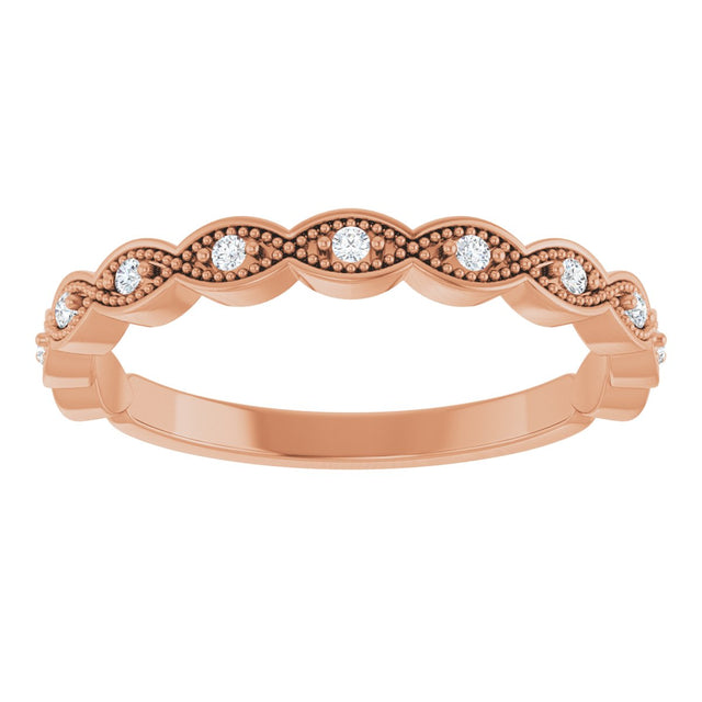 14K Gold Round Natural Diamond Anniversary Band – .07 CTW (Style 124216) - Rose Gold - view 3