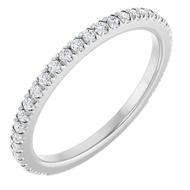 14K Gold Round Lab-Grown Diamond French-Set Anniversary Band – 1/3–1 CTW - White Gold