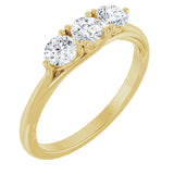 14K Gold Round Lab-Grown Diamond Three-Stone Anniversary Band – 3/4 CTW - Yellow Gold