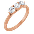 14K Gold Round Natural Diamond Three-Stone Anniversary Band – 5/8 CTW - Rose Gold