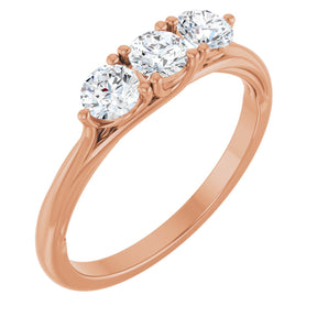 14K Gold Round Natural Diamond Three-Stone Anniversary Band – 5/8 CTW - Rose Gold