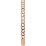 14K Gold Round Natural Diamond French-Set Anniversary Band – 1.3 mm Stones - Rose Gold - view 4
