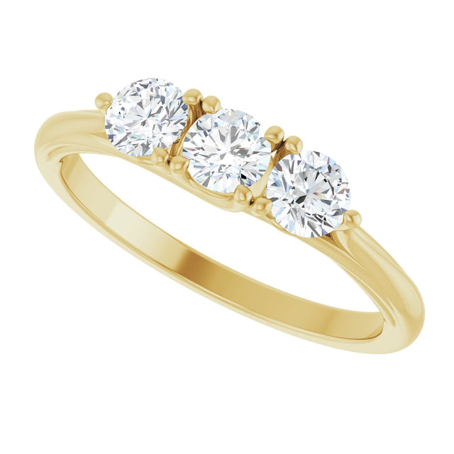 14K Gold Round Lab-Grown Diamond Three-Stone Anniversary Band – 3/4 CTW - Yellow Gold - view 5
