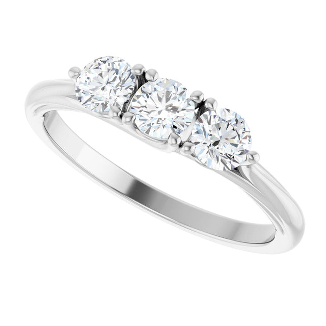 14K Gold Round Lab-Grown Diamond Three-Stone Anniversary Band – 3/4 CTW - White Gold - view 5