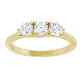 14K Gold Round Lab-Grown Diamond Three-Stone Anniversary Band – 3/4 CTW - Yellow Gold - view 3