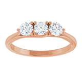 14K Gold Round Lab-Grown Diamond Three-Stone Anniversary Band – 3/4 CTW - Rose Gold - view 3