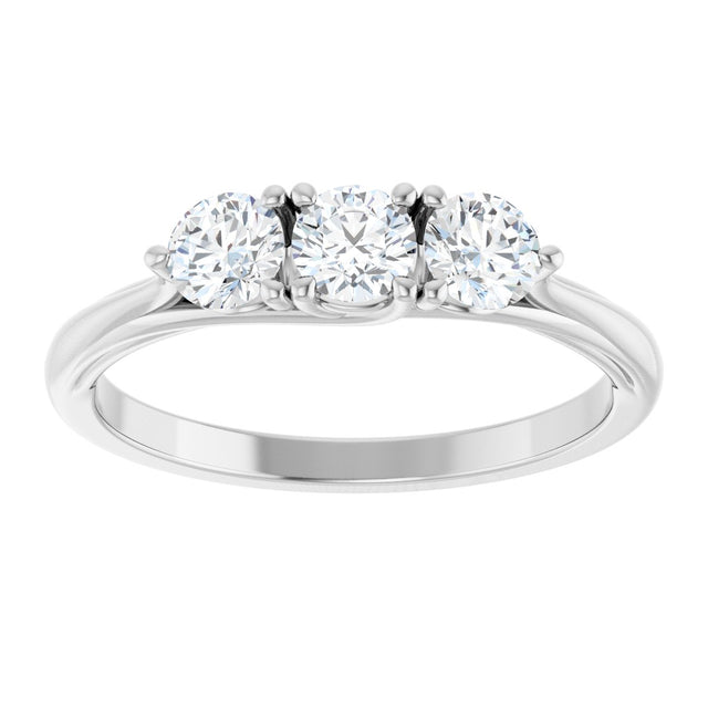 Platinum Round Natural Diamond Three-Stone Anniversary Band – 5/8 CTW - view 3