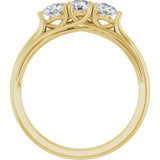 14K Gold Round Lab-Grown Diamond Three-Stone Anniversary Band – 3/4 CTW - Yellow Gold - view 2