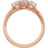 14K Gold Round Lab-Grown Diamond Three-Stone Anniversary Band – 3/4 CTW - Rose Gold - view 2