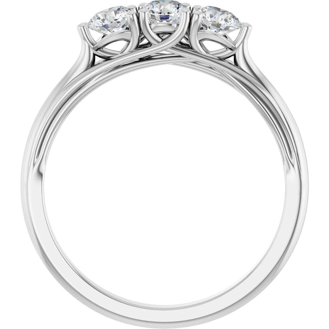 Platinum Round Natural Diamond Three-Stone Anniversary Band – 5/8 CTW - view 2