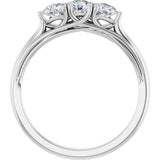 14K Gold Round Lab-Grown Diamond Three-Stone Anniversary Band – 3/4 CTW - White Gold - view 2