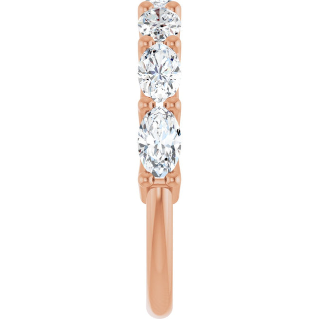 14K Gold Oval Natural Diamond Shared-Prong Anniversary Band – 1 3/4–2 1/5 CTW - Rose Gold - view 4