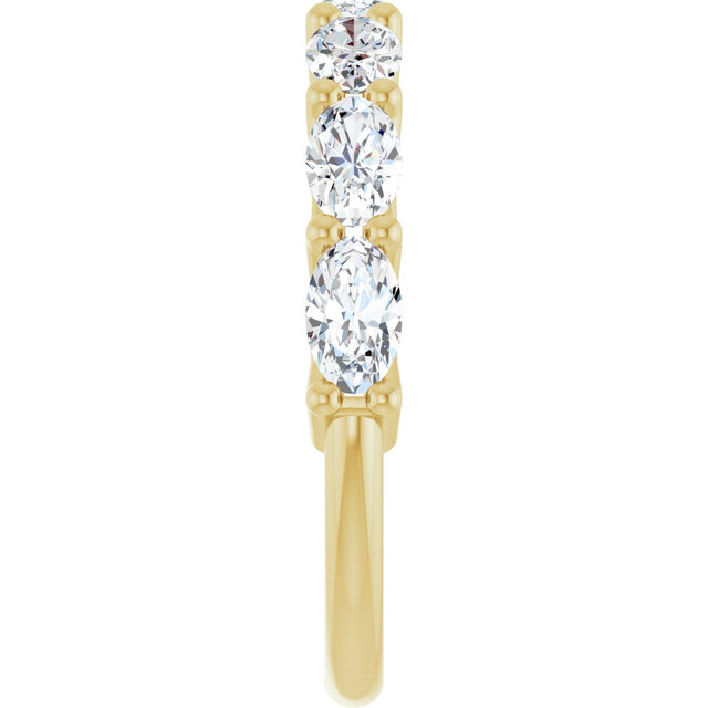 14K Gold Oval Natural Diamond Shared-Prong Anniversary Band – 1 3/4–2 1/5 CTW - Yellow Gold - view 4