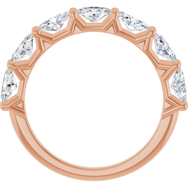 14K Gold Oval Lab-Grown Diamond Shared-Prong Anniversary Band – 5x3 mm Stones (1 1/3 CTW) - Rose Gold - view 2