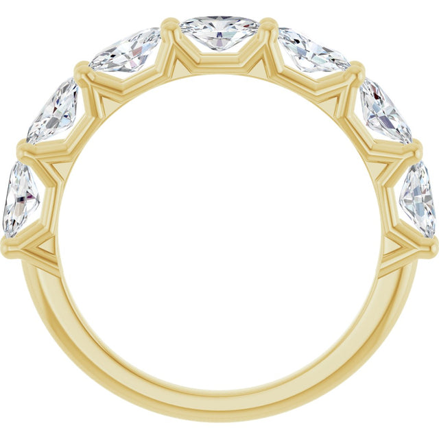 14K Gold Oval Lab-Grown Diamond Shared-Prong Anniversary Band – 5x3 mm Stones (1 1/3 CTW) - Yellow Gold - view 2