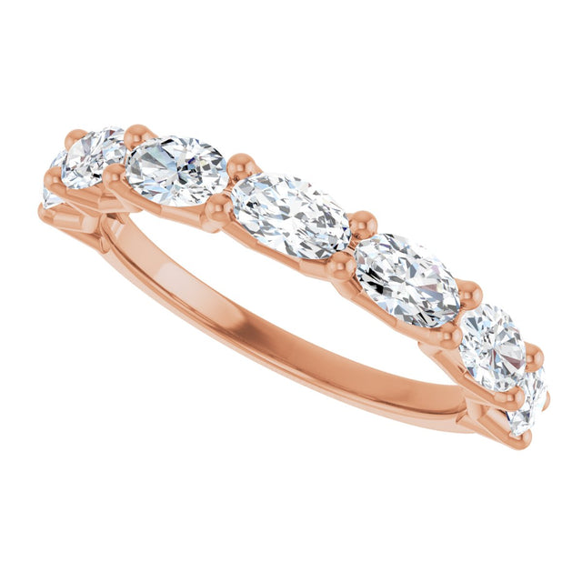 14K Gold Oval Natural Diamond Shared-Prong Anniversary Band – 1 3/4–2 1/5 CTW - Rose Gold - view 5