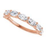 14K Gold Oval Lab-Grown Diamond Shared-Prong Anniversary Band – 5x3 mm Stones (1 1/3 CTW) - Rose Gold - view 5