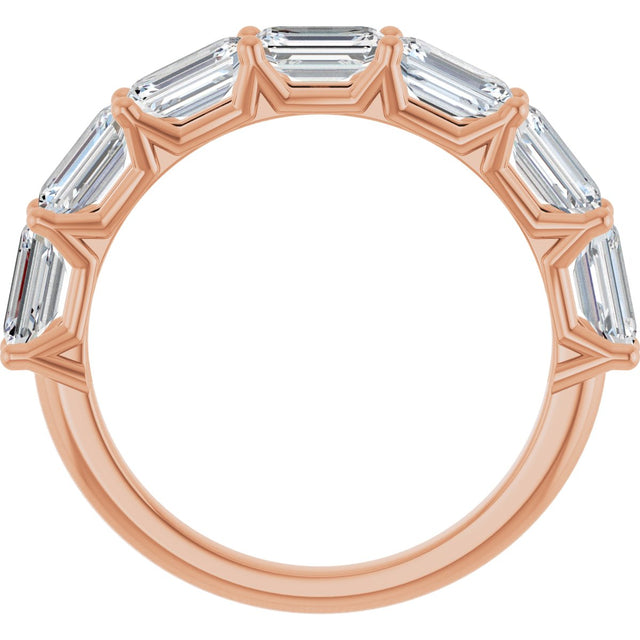 14K Gold Emerald Natural Diamond Shared-Prong Anniversary Band – 2 1/2–3 5/8 CTW - Rose Gold - view 2