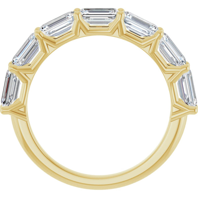 14K Gold Emerald Lab-Grown Diamond Shared-Prong Anniversary Band – 2 1/6–3 5/8 CTW - Yellow Gold - view 2