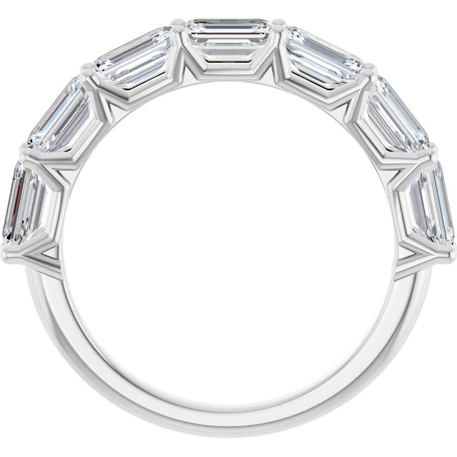 Platinum Emerald Natural Diamond Shared-Prong Anniversary Band – 2 1/2–3 5/8 CTW - view 2