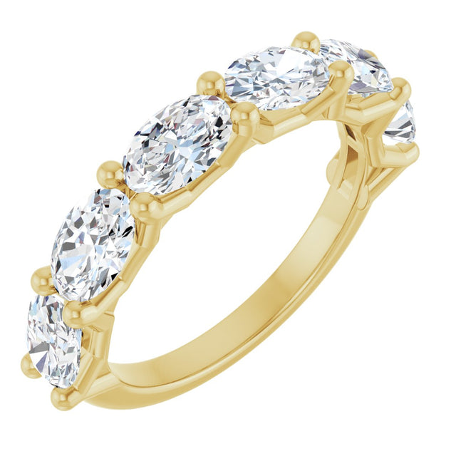 14K Gold Oval Lab-Grown Diamond Shared-Prong Anniversary Band – 6x4 mm Stones (2 1/5 CTW) - Yellow Gold