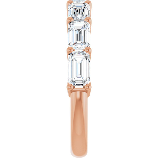 14K Gold Emerald Lab-Grown Diamond Shared-Prong Anniversary Band – 2 1/6–3 5/8 CTW - Rose Gold - view 4