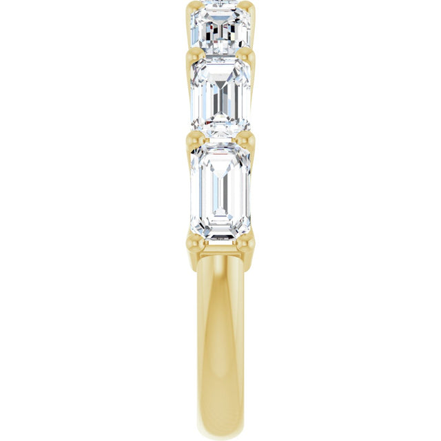 14K Gold Emerald Lab-Grown Diamond Shared-Prong Anniversary Band – 2 1/6–3 5/8 CTW - Yellow Gold - view 4