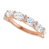 14K Gold Oval Natural Diamond Shared-Prong Anniversary Band – 1 3/4–2 1/5 CTW - Rose Gold - view 5