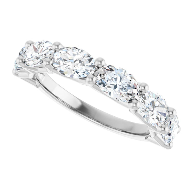 Platinum Oval Lab-Grown Diamond Shared-Prong Anniversary Band – 6x4 mm Stones (2 1/5 CTW) - view 5