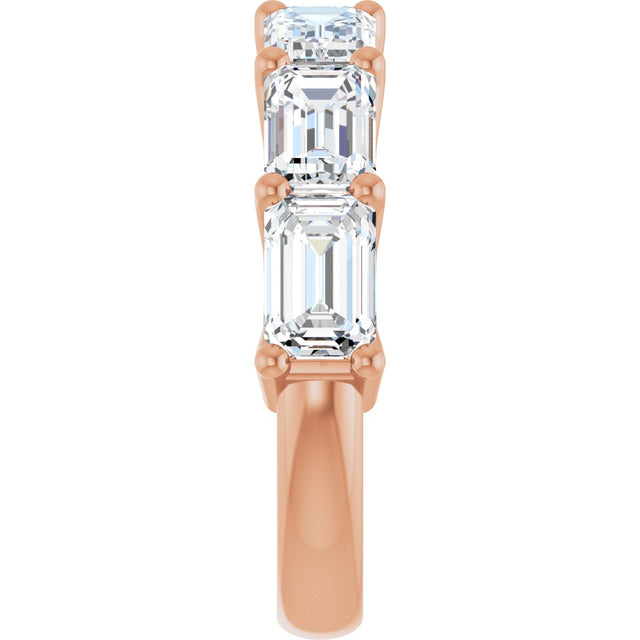 14K Gold Emerald Natural Diamond Shared-Prong Anniversary Band – 2 1/2–3 5/8 CTW - Rose Gold - view 4