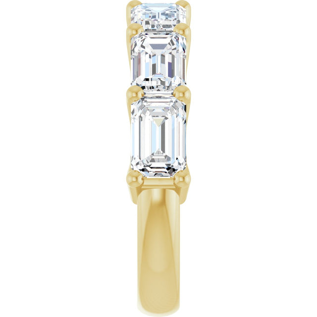 14K Gold Emerald Natural Diamond Shared-Prong Anniversary Band – 2 1/2–3 5/8 CTW - Yellow Gold - view 4
