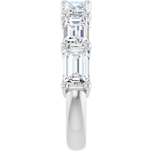 Platinum Emerald Natural Diamond Shared-Prong Anniversary Band – 2 1/2–3 5/8 CTW - view 4