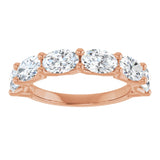 14K Gold Oval Lab-Grown Diamond Shared-Prong Anniversary Band – 6x4 mm Stones (2 1/5 CTW) - Rose Gold - view 3