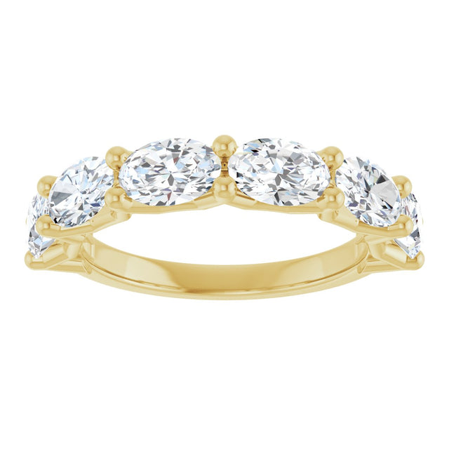 14K Gold Oval Lab-Grown Diamond Shared-Prong Anniversary Band – 6x4 mm Stones (2 1/5 CTW) - Yellow Gold - view 3