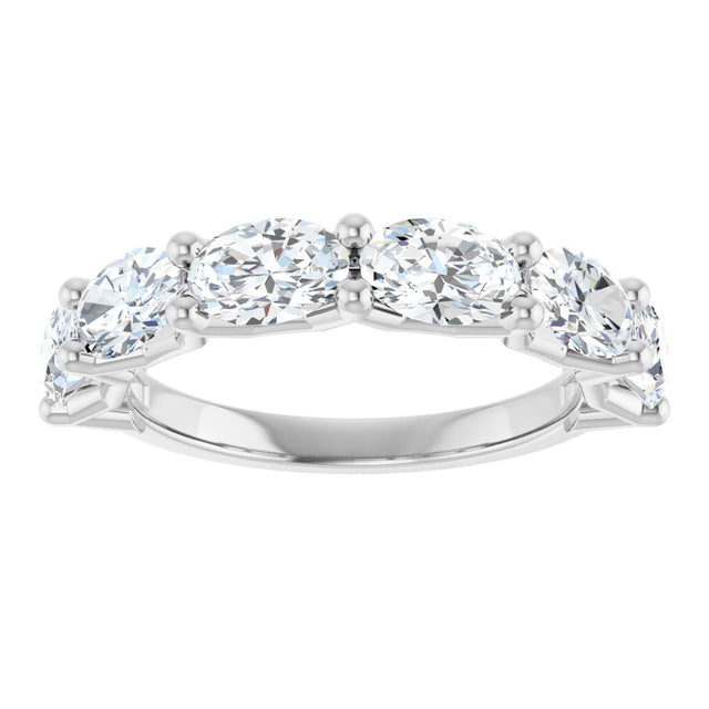 Platinum Oval Natural Diamond Shared-Prong Anniversary Band – 1 3/4–2 1/5 CTW - view 3