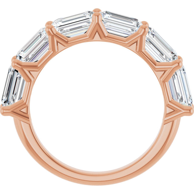 14K Gold Emerald Lab-Grown Diamond Shared-Prong Anniversary Band – 2 1/6–3 5/8 CTW - Rose Gold - view 2