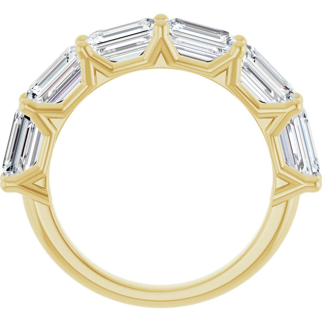 14K Gold Emerald Lab-Grown Diamond Shared-Prong Anniversary Band – 2 1/6–3 5/8 CTW - Yellow Gold - view 2