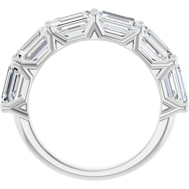 14K Gold Emerald Natural Diamond Shared-Prong Anniversary Band – 2 1/2–3 5/8 CTW - White Gold - view 2