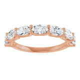 14K Gold Oval Lab-Grown Diamond Shared-Prong Anniversary Band – 5x3 mm Stones (1 1/3 CTW) - Rose Gold - view 3