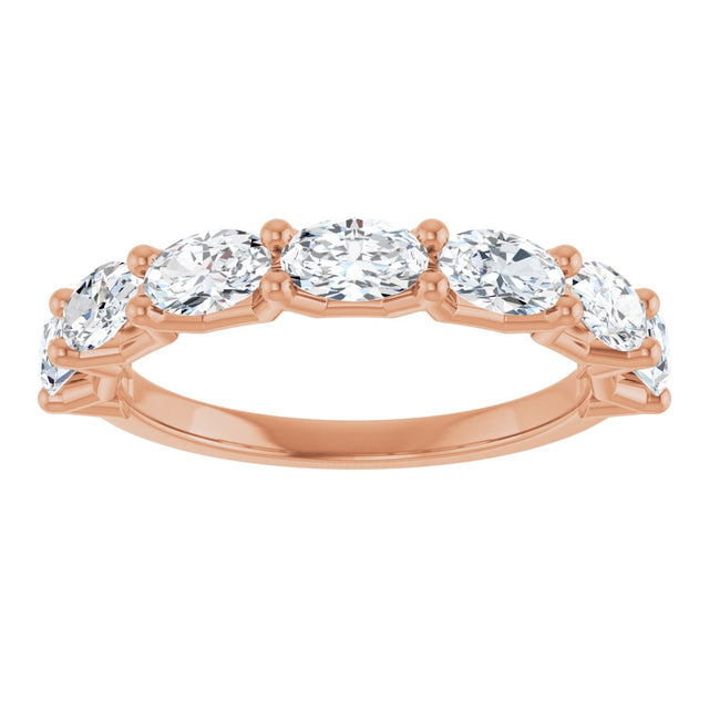 14K Gold Oval Lab-Grown Diamond Shared-Prong Anniversary Band – 5x3 mm Stones (1 1/3 CTW) - Rose Gold - view 3