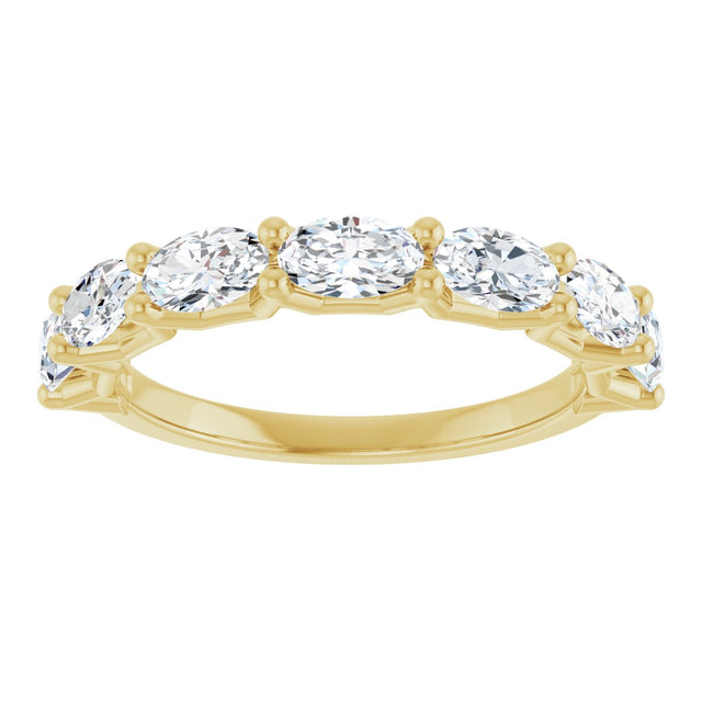 14K Gold Oval Natural Diamond Shared-Prong Anniversary Band – 1 3/4–2 1/5 CTW - Yellow Gold - view 3