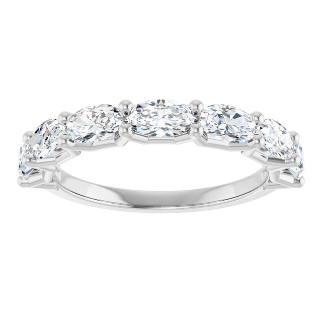 Platinum Oval Lab-Grown Diamond Shared-Prong Anniversary Band – 5x3 mm Stones (1 1/3 CTW) - view 3