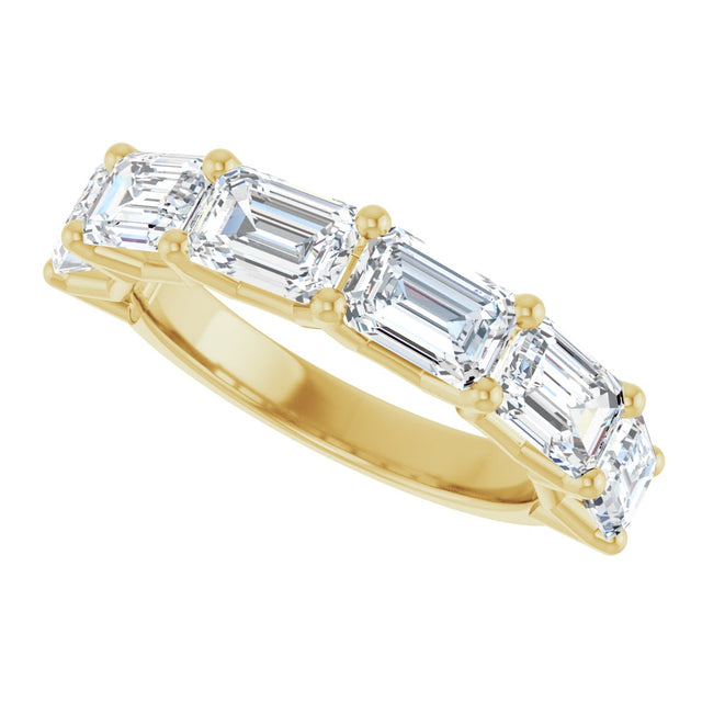 14K Gold Emerald Lab-Grown Diamond Shared-Prong Anniversary Band – 2 1/6–3 5/8 CTW - Yellow Gold - view 5