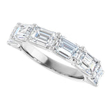 14K Gold Emerald Natural Diamond Shared-Prong Anniversary Band – 2 1/2–3 5/8 CTW - White Gold - view 5