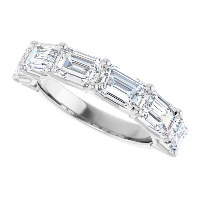 Platinum Emerald Lab-Grown Diamond Shared-Prong Anniversary Band – 2 1/6–3 5/8 CTW - view 5