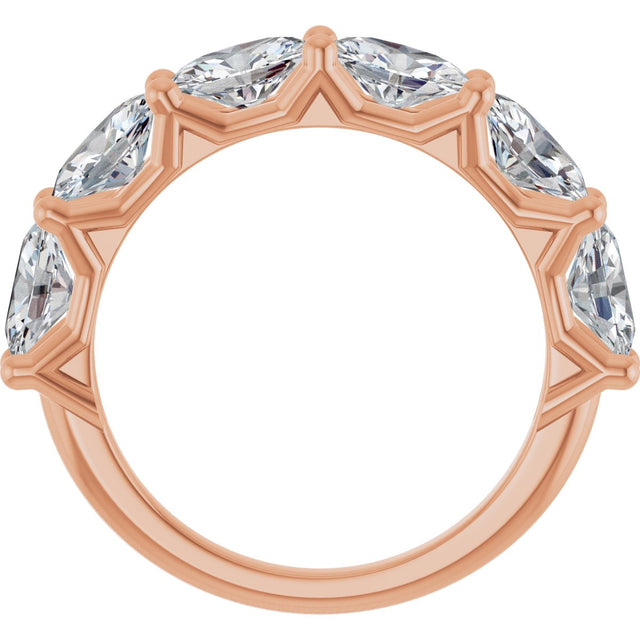 14K Gold Oval Lab-Grown Diamond Shared-Prong Anniversary Band – 6x4 mm Stones (2 1/5 CTW) - Rose Gold - view 2